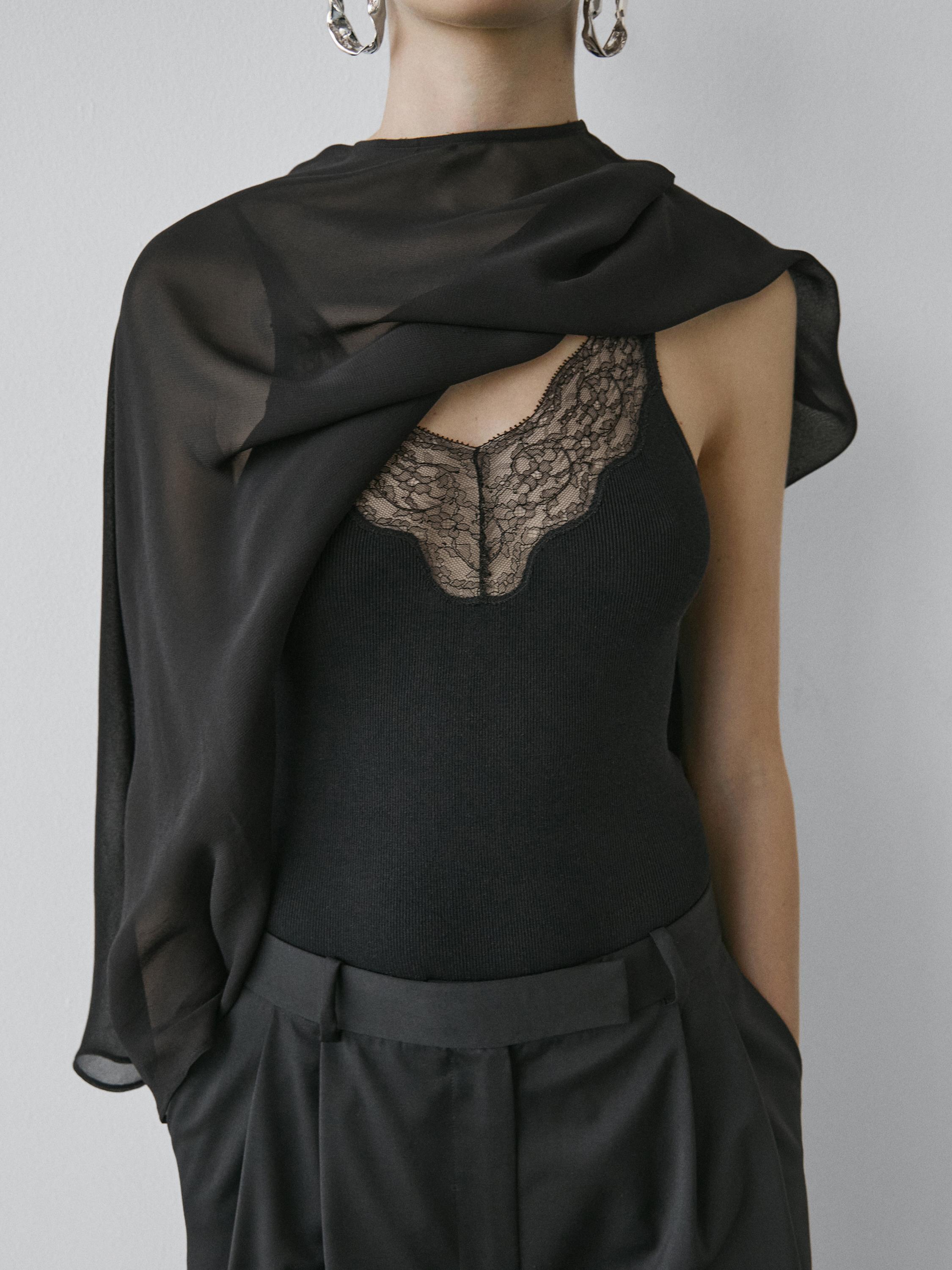 Bodysuit with lace trim detail - STUDIO
